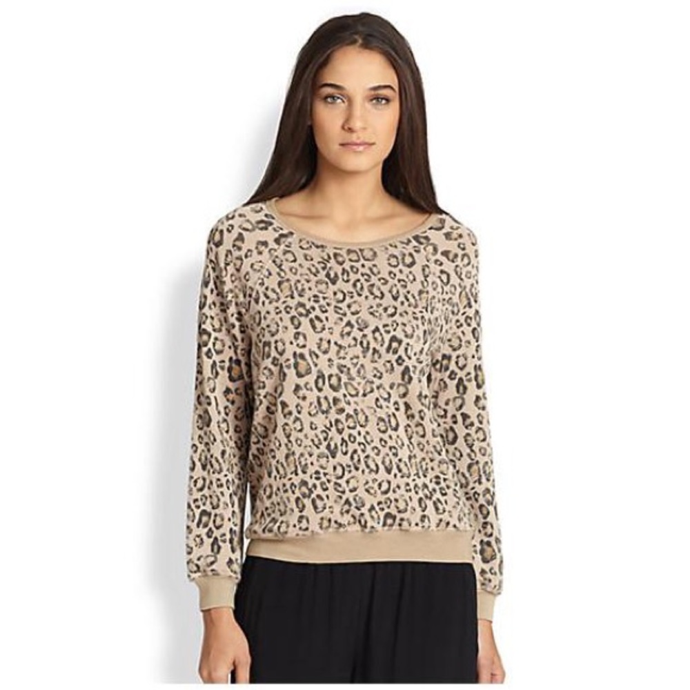 JOIE Leopard Raglan Sweater Top Shirt sz M